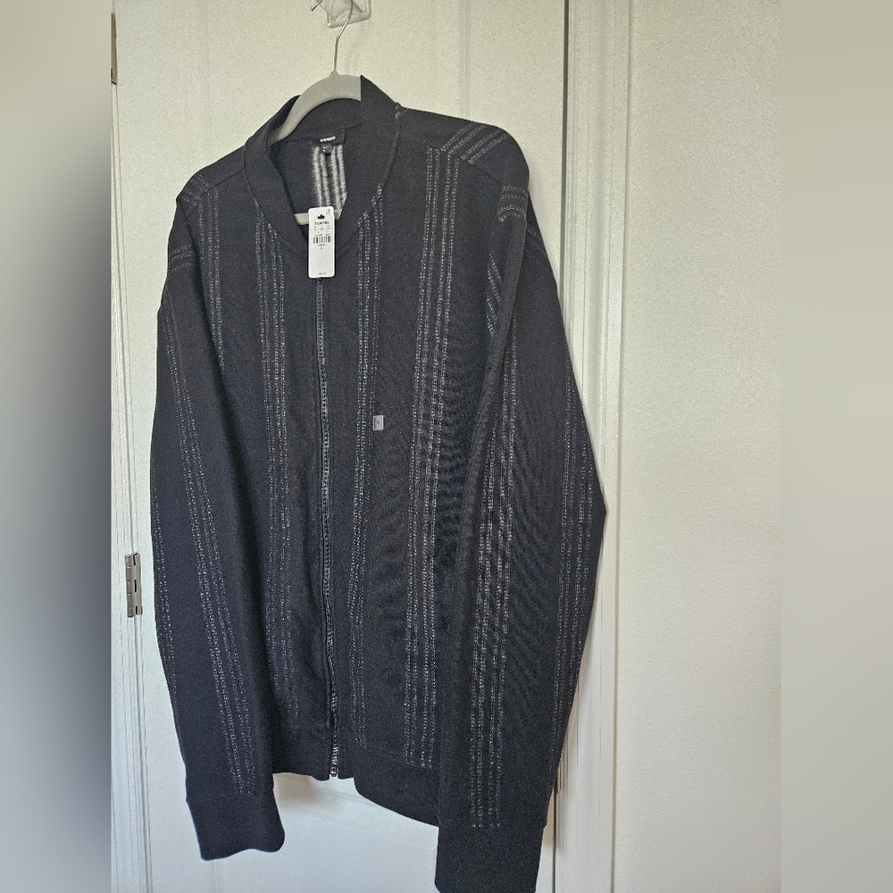 NWT $98 Mens EXPRESS Black Zip Up Jacket Size XL